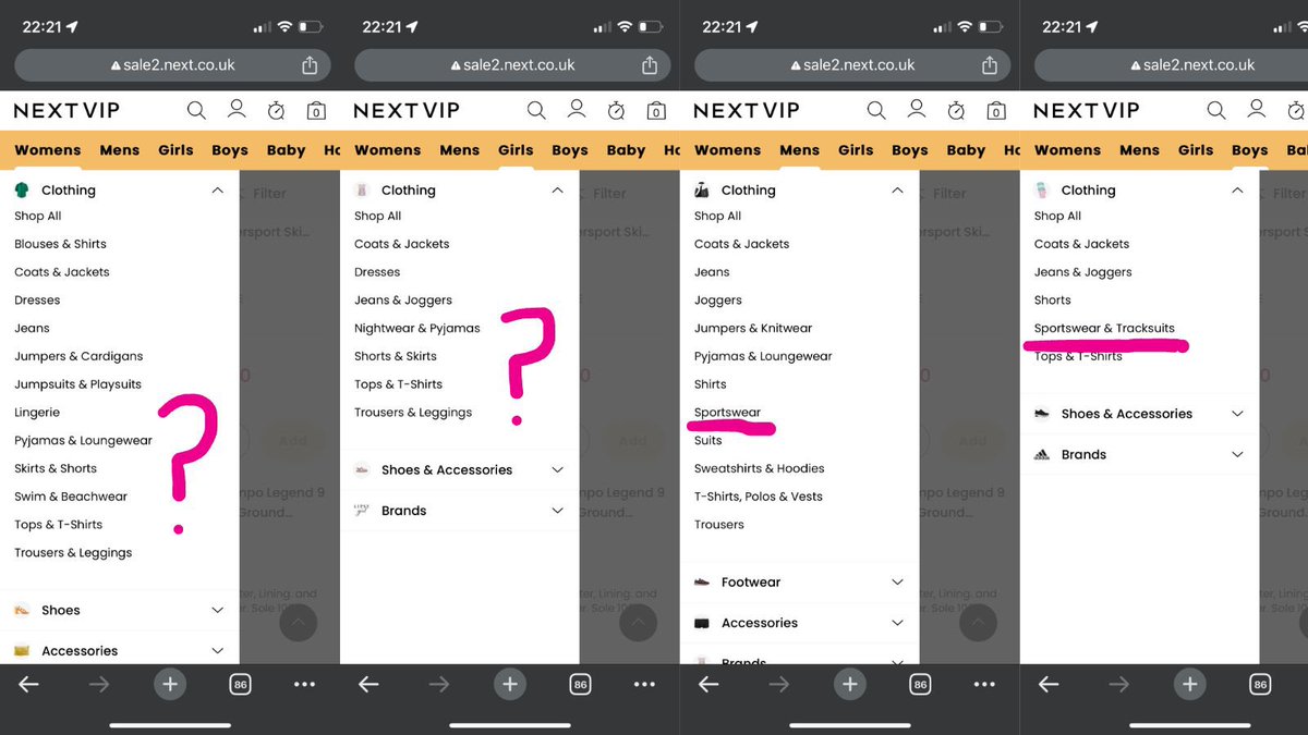 Hey <a href="/nextofficial/">Next</a>. Just noticed that in your sale, the men’s &amp; boy’s section has a sportswear category, but it’s missing in the women’s &amp; girl’s 🤔. Be great to have that option for everyone, right?! 👩‍👧🦸‍♀️ #inclusive #sportswearforall #thisgirlcan