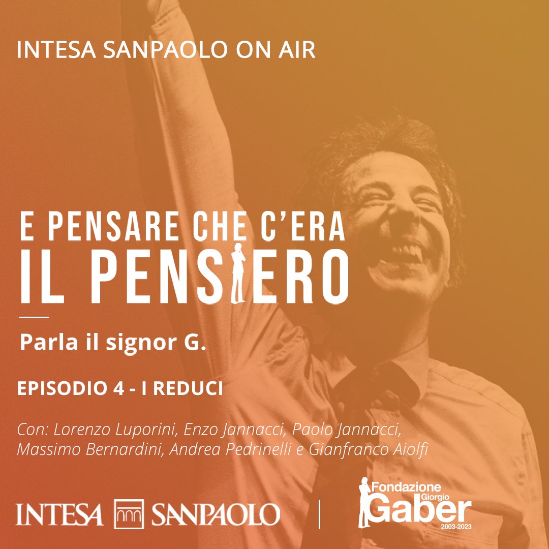 È oggi online la seconda parte della lunga intervista concessa da Gaber a Radio Canale 96 nel 1976.

Con la testimonianza di Paolo Jannacci, sulla profonda amicizia tra Gaber e “quel mascalzone del mio amico Jannacci”

Ascolta qui: tr.ee/tXNw3ZP0qe