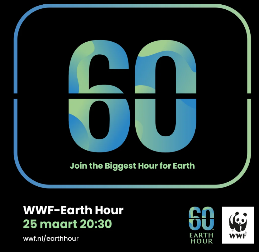 Op zaterdag 25 maart van 20.30 tot 21.30 uur doen we over de hele wereld weer 1 uur het licht uit om aandacht te vragen voor natuur op aarde. 

Met deze wereldwijde beweging geven we een krachtig signaal af: we moeten van natuurverlies naar natuurwinst. Doe je ook mee?