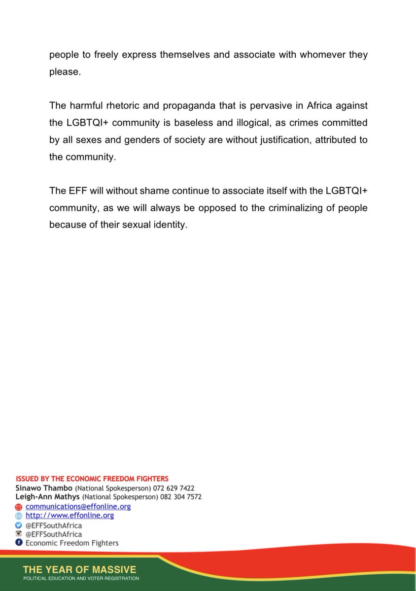 EFFSouthAfrica's tweet photo. EFF Condemns Uganda’s Anti-Homosexuality Bill https://t.co/YxkwA9EGpA
