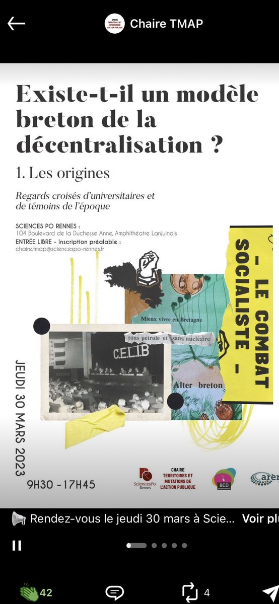 ⚠️ Rdv le 30 mars à @Sc_Po_Rennes pour analyser le modèle breton de la décentralisation 
👉 avec <a href="/ThibaultTellie5/">Thibault Tellier</a> <a href="/TudiKernalegenn/">Tudi Kernalegenn</a> @mlebranchu <a href="/StivellAlan/">ALAN STIVELL</a> <a href="/BCDsevenaduriou/">B_C_D</a> <a href="/SPRchaireTMAP/">Chaire TMAP</a> et bcp d’autres