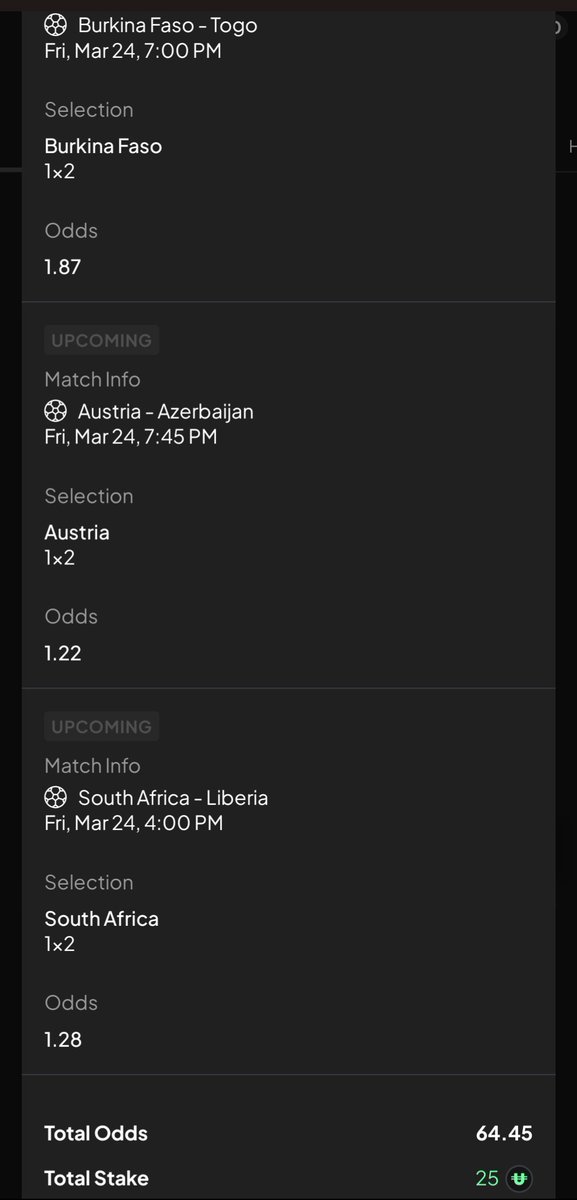 MarkSlocombe3's tweet photo. ACCA No 2 bit of a long shot at 64/1 but let's see what happens. Placed on $BetU #EarnU platform https://t.co/bbT0u9c1XQ