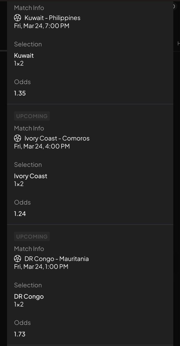 MarkSlocombe3's tweet photo. ACCA No 2 bit of a long shot at 64/1 but let's see what happens. Placed on $BetU #EarnU platform https://t.co/bbT0u9c1XQ