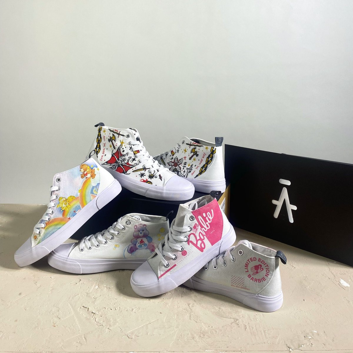 Step into a world of pop culture with our awesome selection of <a href="/AkedoFootwear/">Akedo</a> Hi-tops! 

From Care Bears, Barbie and even Stranger Things, we have a design for every pop culture fanatic!

Step into the world of Akedo here! 💗
>> bit.ly/3TClbso
