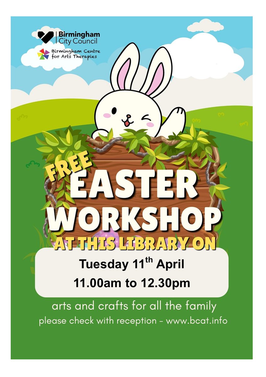 Come along to our free Easter craft activities! Please ring the library on 01214641664 to book, places are limited!