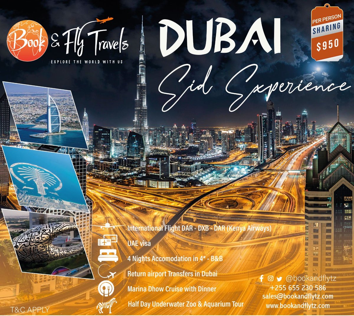This Eid, have your best experience in DUBAI... Why not!?

Book now:+255(0) 655 230 586
Visit: bookandflytz.com
.
.
#Dubai #travel #travelwithus #travelaround #travelgo #travelagency #bookingagency #fly #flyaround #flywithus #flyagency #bookandfly