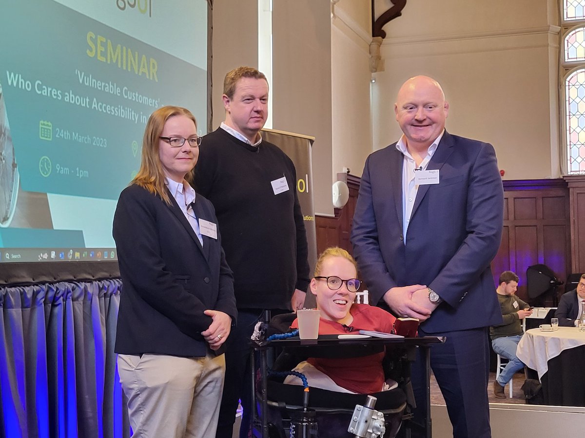 regsolireland's tweet photo. The Panel for 'Vulnerable Customers - Who Cares about Accessibility in Financial Services' @AMW_Compliance @bernardjackman @JoanneOR_Ox &amp; Kyran O'Mahony from @IALabs_ 

#WhoCares2023 https://t.co/CAUjiaKExN