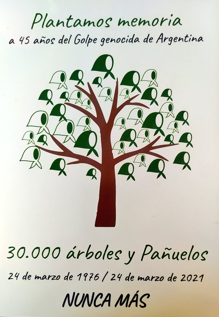 MujeresAlSur's tweet photo. Hoy es el Día Nacional de la Memoria por la Verdad y la Justicia, en conmemoración a las víctimas de la última dictadura militar en #Argentina y con el objetivo de construir colectivamente una jornada de reflexión y análisis crítico. #MujeresAlSur #NuncaMás #PlantamosMemoria https://t.co/8Lx9zbAbg9