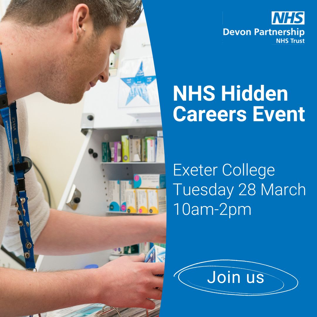 DPT_Jobs's tweet image. Come and say hello to @DPT_NHS at the NHS Hidden Careers Event at the Institute of Technology @ExeterCollege on Tuesday 28 March from 10am-2pm. Find out more about the different careers available with us: orlo.uk/GgdJZ #NHScareers #NHSJobs #DevonJobs #NHS #careers
