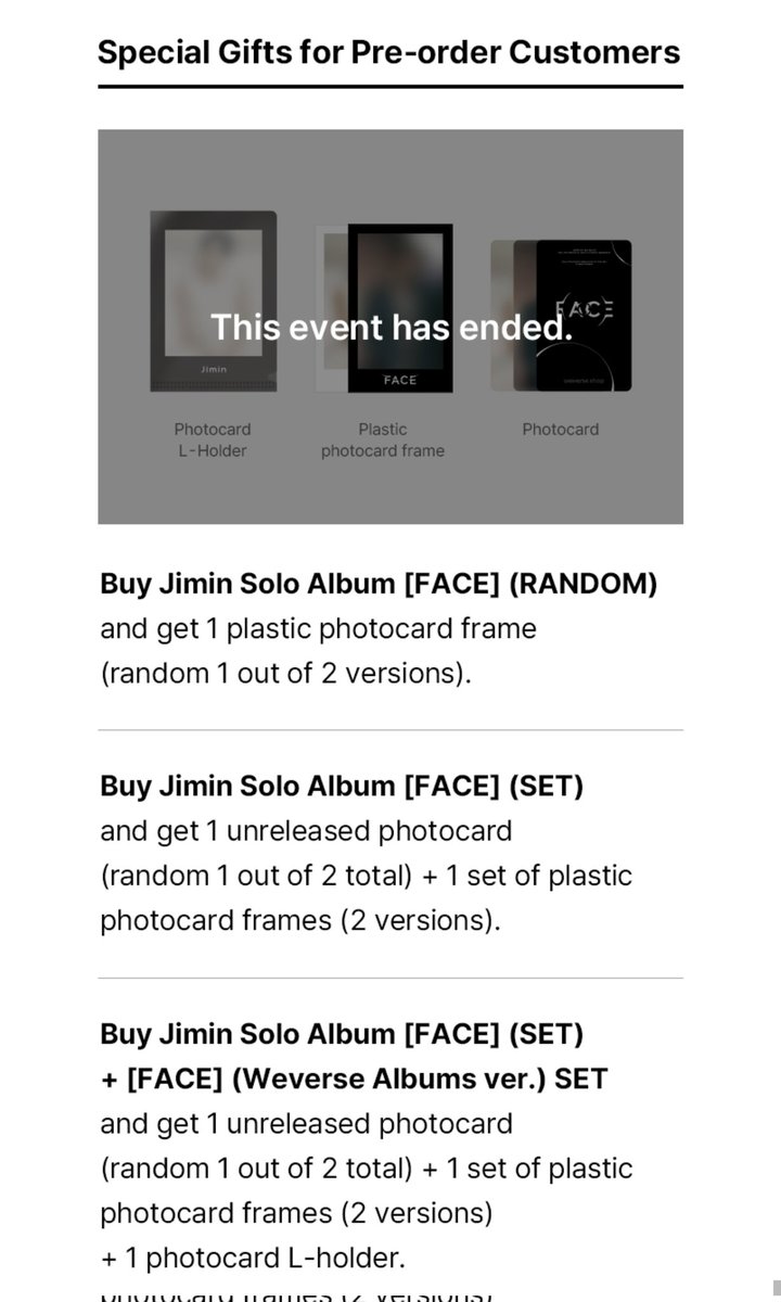 New Jimin FACE Weverse Shop Global gift New Jimin FACE Weverse Shop Global gift