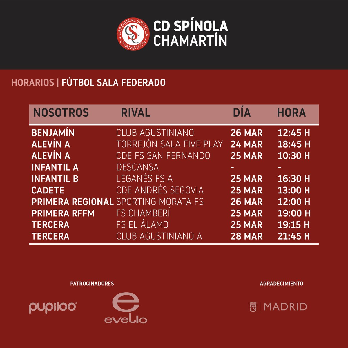 CD_Spinola's tweet photo. Ya podéis consultar los horarios de los próximos partidos ⚽🏀🏐 ¡Suerte! https://t.co/7xRtyscsyI