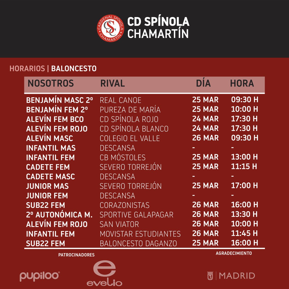 Ya podéis consultar los horarios de los próximos partidos ⚽🏀🏐 ¡Suerte!