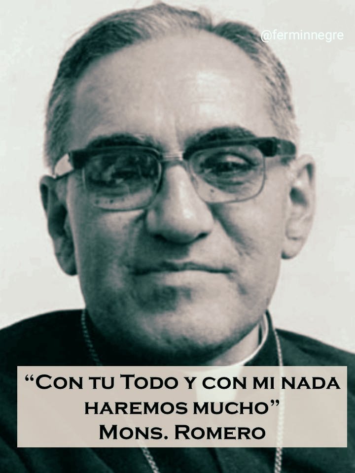 ferminnegre's tweet photo. Hoy es la fiesta de
San Óscar Romero:
«Con tu todo
y con mi nada
haremos mucho»
#MonsenorRomero
Entregado al pueblo pobre y denunciando el sistema lo asesinaron durante una misa.
«Si me matan, resucitaré en el pueblo salvadoreño».
Recomiendo la película «Romero». Impacta su vida. https://t.co/WlufNYq9wu