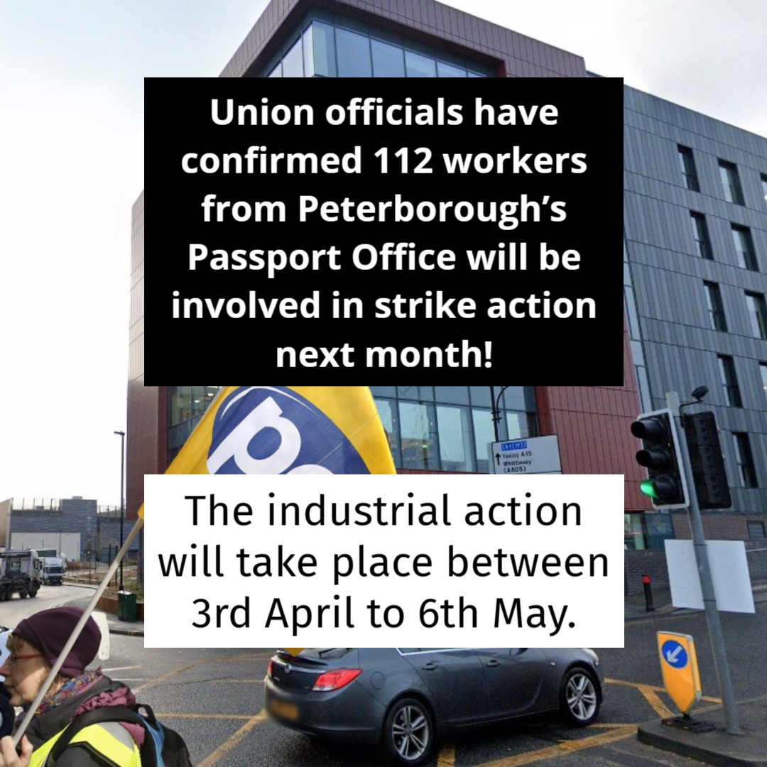 Darren_Fower's tweet image. 🛂 Across the UK, more than 1,000 workers in Passport Offices are taking part❗️
✊ Support striking members via the online donation strike fund pcs.org.uk/donate 

#PCSunion #Peterborough #PassportOffice #HomeOffice #LondonRoad #EastStationRoad #PCSonSstrike #BlameTheGovt