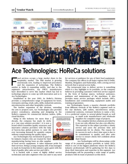 ACETechgroup's tweet photo. Glad to get us featured on one of the prestigious horeca magzine @worldofhospitality where our team was covered as one of the major key players of the industry

#acetechnologies #Aahar #aceexpo #aceexhibition #foodandhospitality #expo #indianhotelassociation #Aahar2023 https://t.co/NOXPbTZfb2