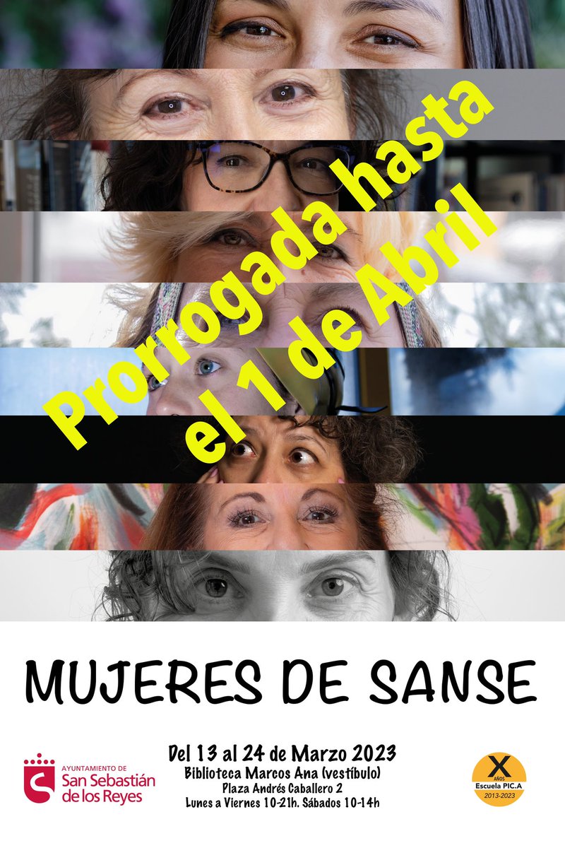 Nos comunican que se prorroga hasta el 1 de abril la exposición  "Mujeres de #Sanse". 

Se puede visitar en la Biblioteca Municipal Marcos Ana (San Sebastián de los Reyes, Madrid). 

El vídeo en Canal Norte tv Digital: 
🎥 bit.ly/40767oy 

#SanseIgualdad