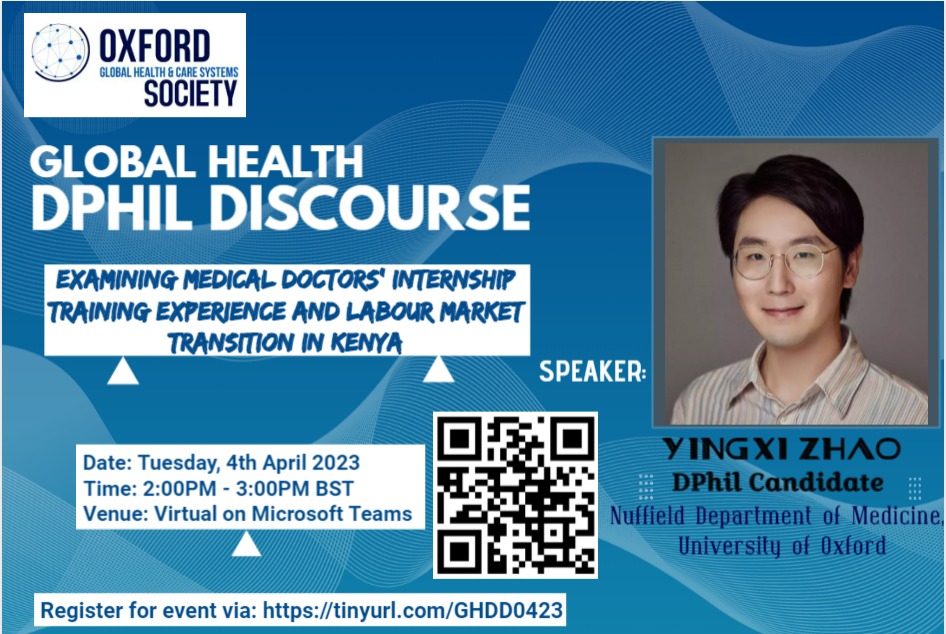 Melvin Obadha (@melvinobadha) on Twitter photo Examining medical doctors’ internship training experience and labour market transition in Kenya by <a href="/YingxiZhao/">Yingxi Zhao</a>. Registration link tinyurl.com/GHDD0423 via <a href="/oghcs_society/">Oxford Global Health & Care Systems Society</a> Examining medical doctors’ internship training experience and labour market transition in Kenya by <a href="/YingxiZhao/">Yingxi Zhao</a>. Registration link tinyurl.com/GHDD0423 via <a href="/oghcs_society/">Oxford Global Health & Care Systems Society</a>