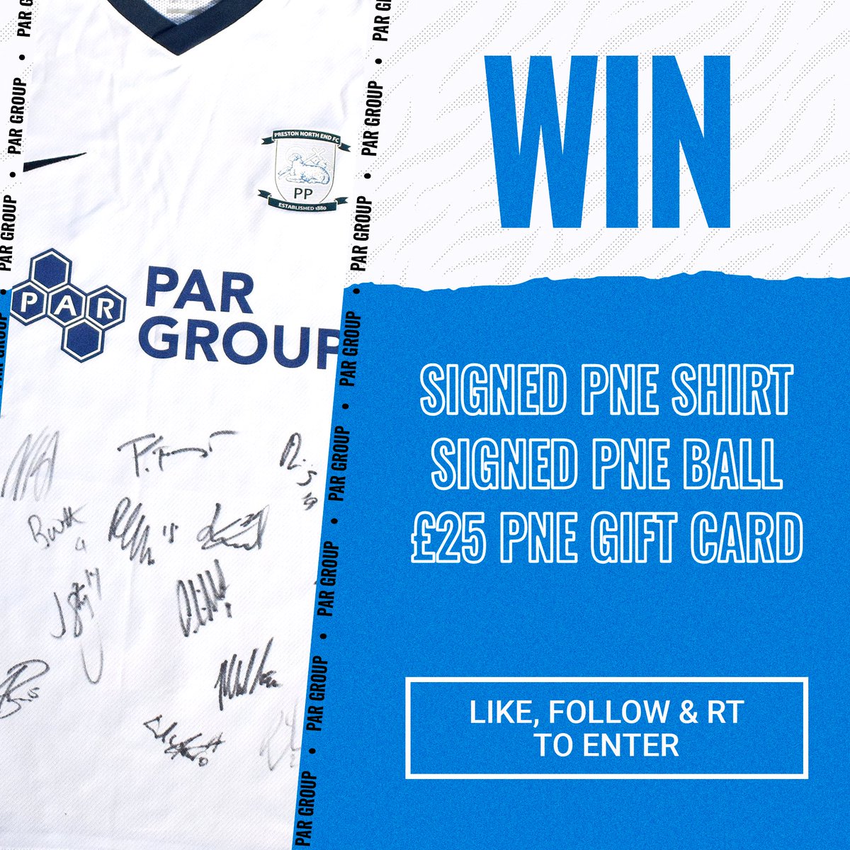 PAR Group (@par_group) on Twitter photo ⏰COMPETITION TIME⏰
As proud sponsors of <a href="/pnefc/">Preston North End FC</a>, PAR will be giving fans the chance to win some great prizes.
Prizes:
🥇Signed PNE Home Shirt
🥈Signed PNE Ball
🥉£25 PNE Voucher
LIKE, RT (this post) and FOLLOW our page to enter.
Winners to be announced 31/03/23.
Good luck! ⏰COMPETITION TIME⏰
As proud sponsors of <a href="/pnefc/">Preston North End FC</a>, PAR will be giving fans the chance to win some great prizes.
Prizes:
🥇Signed PNE Home Shirt
🥈Signed PNE Ball
🥉£25 PNE Voucher
LIKE, RT (this post) and FOLLOW our page to enter.
Winners to be announced 31/03/23.
Good luck!