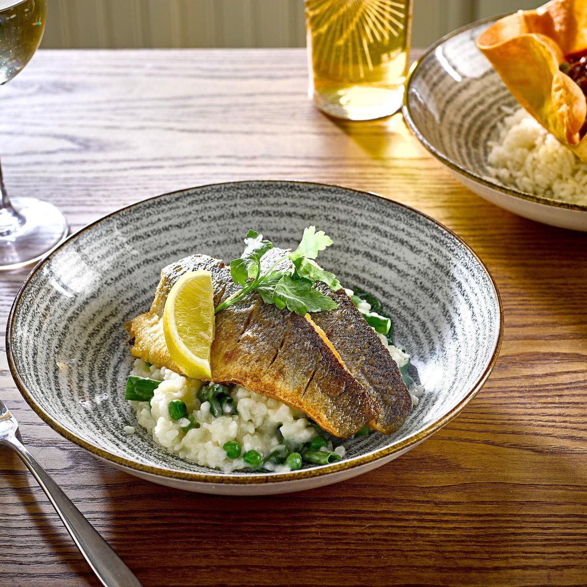 TheUrmston's tweet image. Sea bass risotto mmm #springmenu #4days