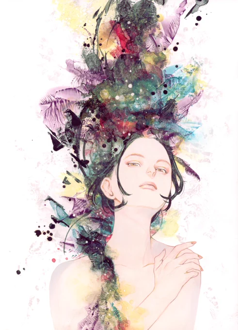 アルコールインクアートとイラストを掛け合わせた手法でアナログの絵を描いています。#三億アカウントの中から私を発掘してください 