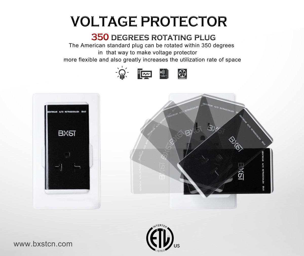 bxstco's tweet image. BXST Voltage Protector：
——The plug can be rotated 360°
——High and low voltage protection
——Four output ports
#voltageprotector #BXST #highvoltageprotection #Lowvoltageprotection