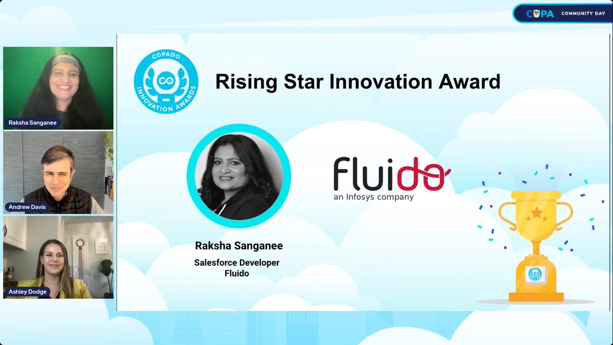 rs4salesforce's tweet photo. Yesterday I had been nominated for three awards and had won two of them.
Copado Innovation Award Winner! 🏆
Copado’s Women in DevOps - Leading the Way Award Winner! 🏆
#devops #innovation
#copadocommunity #fluido #SalesforceWP #SheforceWIT
https://t.co/sI2s7Xi6pt https://t.co/T1lFEVIhIZ