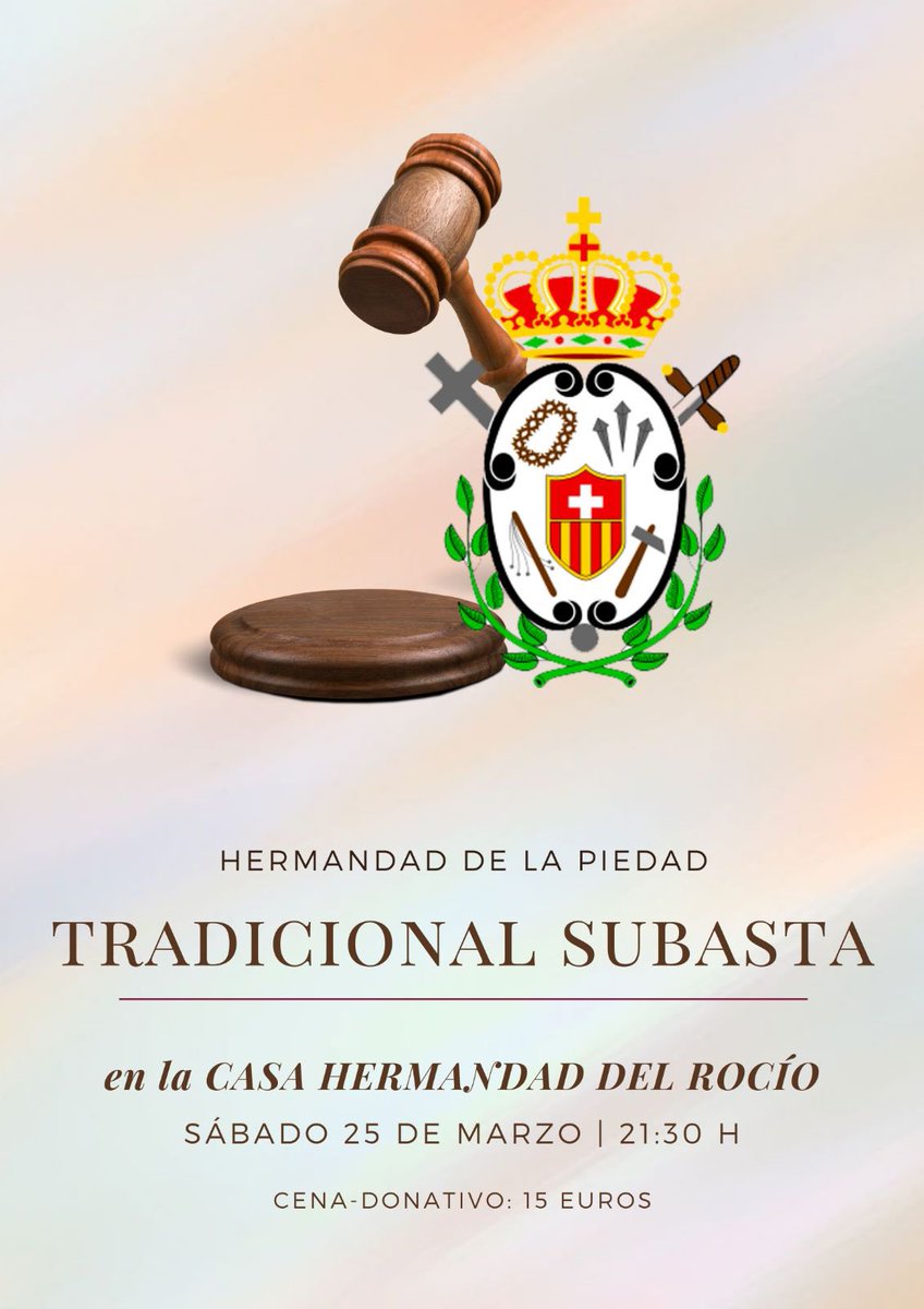 Mañana Sábado 25 de Marzo después de nuestra función principal tenemos nuestra Tradicional Subasta en el patio de la Casa Hermandad del Rocío. Colabora: @FundacionSFC