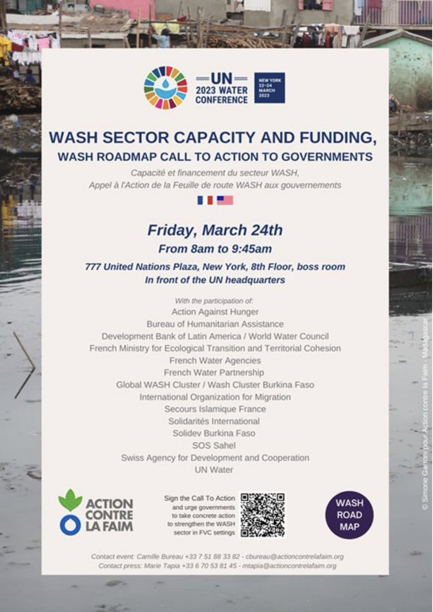 Less than 40 minutes until the start of the side-event! ⏰ To attend online: rfinyc.zoom.us/j/86077431599?… and to attend in person: we’re on the 8th Floor of the Church Center, 777 UN Plaza, New York See you there! #ActionForWASH