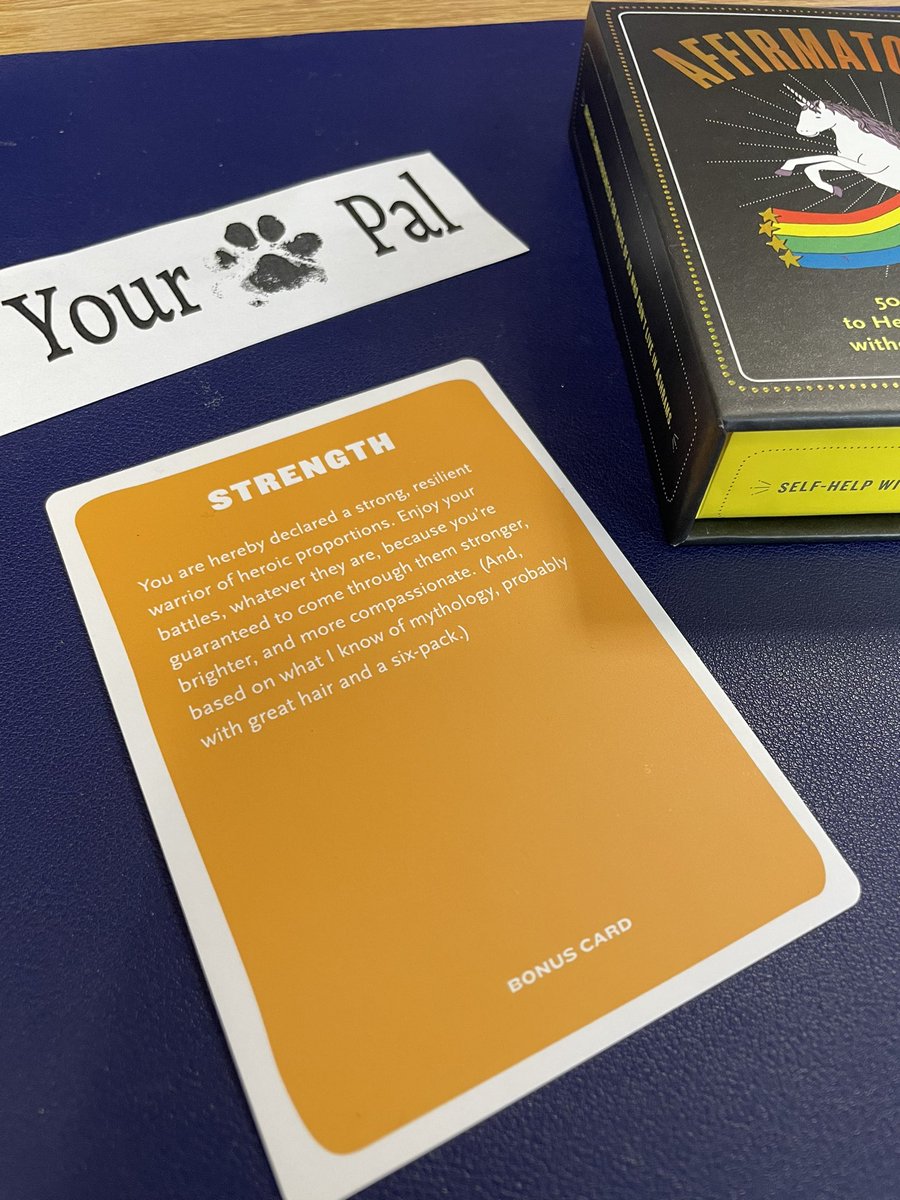 StephVic926's tweet photo. My secret PAW PAL is the best!!! 

Forgot to post my soda pic last week and today I received these amazing affirmation cards. 

The first one I pulled was about STRENGTH. I needed this more than my paw pal will ever truly realize 💙🐾💛 #constablecubs #cubstrong #staffmoral https://t.co/8wJ4tFRT60