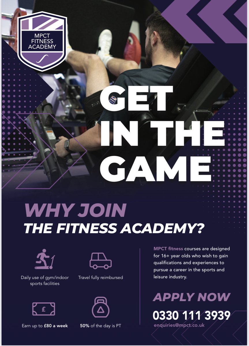Any 16-19 year olds who want to earn up to £80 per week while working towards sports and fitness qualifications get in touch. No catch 👍🏼👍🏼