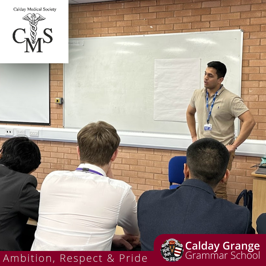 Thanks to #CaldayAlumni and current Cambridge University Student, Shubang Nagalotimath, who visited the Calday Medical Society today to talk about and give tips on applying for medical courses at university.