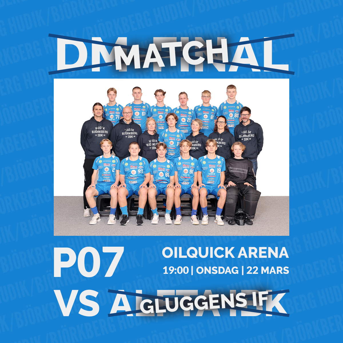 Ikväll skulle vårat P07 lag ha spelat sin DM-Final mot Alfta IBK. Men efter att Alfta lämnat WO så kommer den tyvärr inte bli av. 

Men Gluggen är snälla och ställer upp ikväll så det ändå blir match! Ett stort tack för det!

19:00 tekas matchen igång, välkomna! 

#färgenärblå
💙
