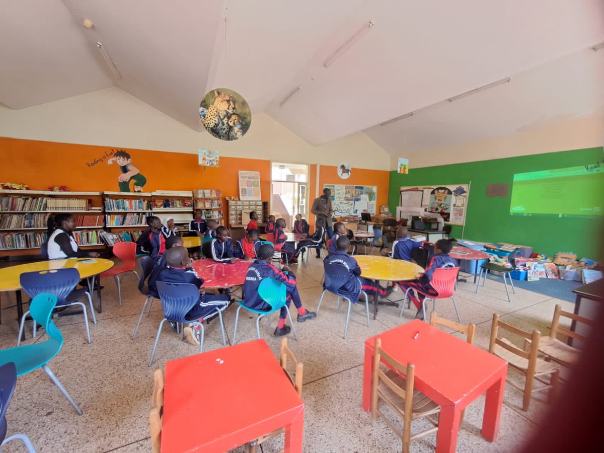 knlsmeru's tweet photo. Today Conquerors Primary School had a very enjoyable session in the library Hilton Mwenda and Isaiah Lameck took them throgh reading aloud stories from African storybook reader projected on the wall.
@knlsmedia  
@KnlsRumuruti 
#storytelling 
#storytimethreads 
#CCTVFootage https://t.co/ZaQOuaRJSz