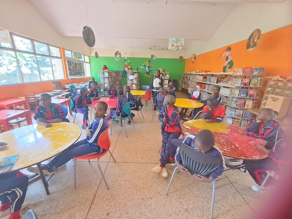 knlsmeru's tweet photo. Today Conquerors Primary School had a very enjoyable session in the library Hilton Mwenda and Isaiah Lameck took them throgh reading aloud stories from African storybook reader projected on the wall.
@knlsmedia  
@KnlsRumuruti 
#storytelling 
#storytimethreads 
#CCTVFootage https://t.co/ZaQOuaRJSz