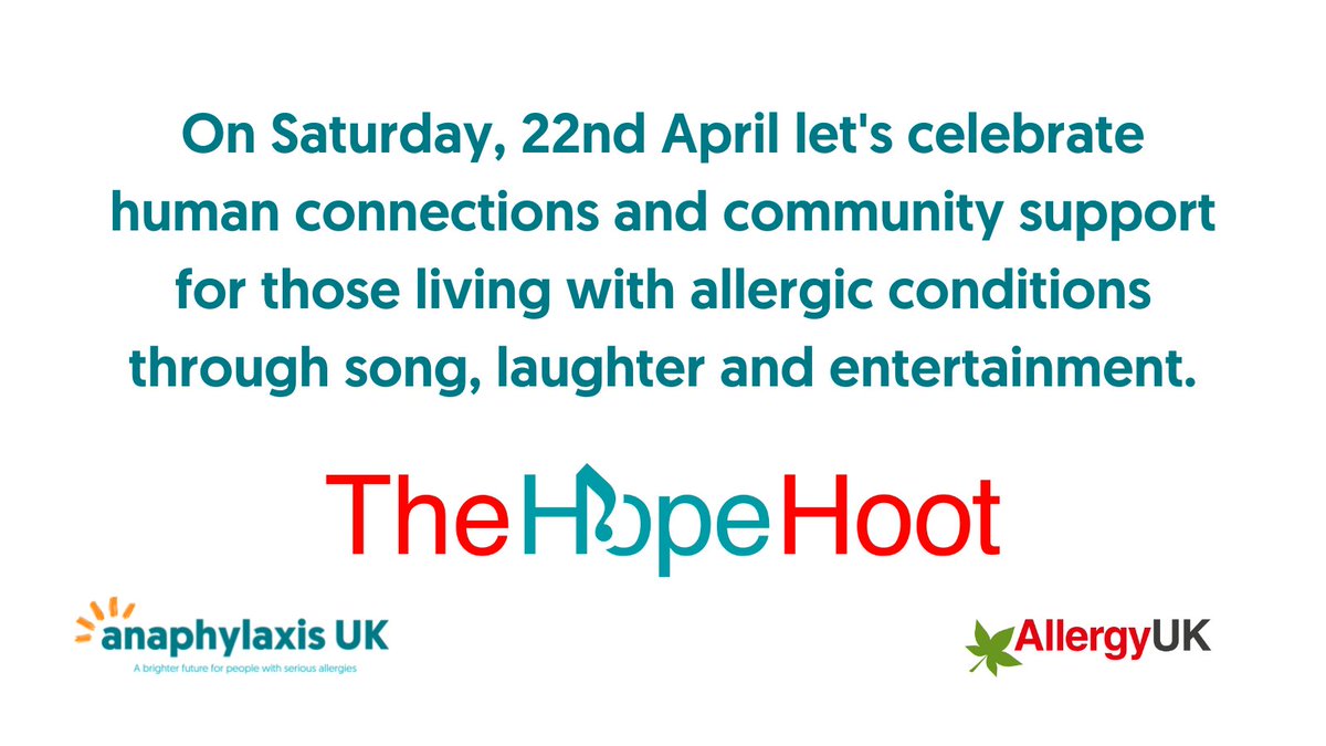 AnaphylaxisUK's tweet photo. .@TheHopeHoot returns to Blackheath Halls - 22nd April for a night of comedy, entertainment, and uplifting musical treats.
In honour of Ruben Bousquet. Proceeds to @AnaphylaxisUK &amp; @AllergyUK1  Get your tickets here https://t.co/zqaSLZG66Z https://t.co/uNMw9SqlAw