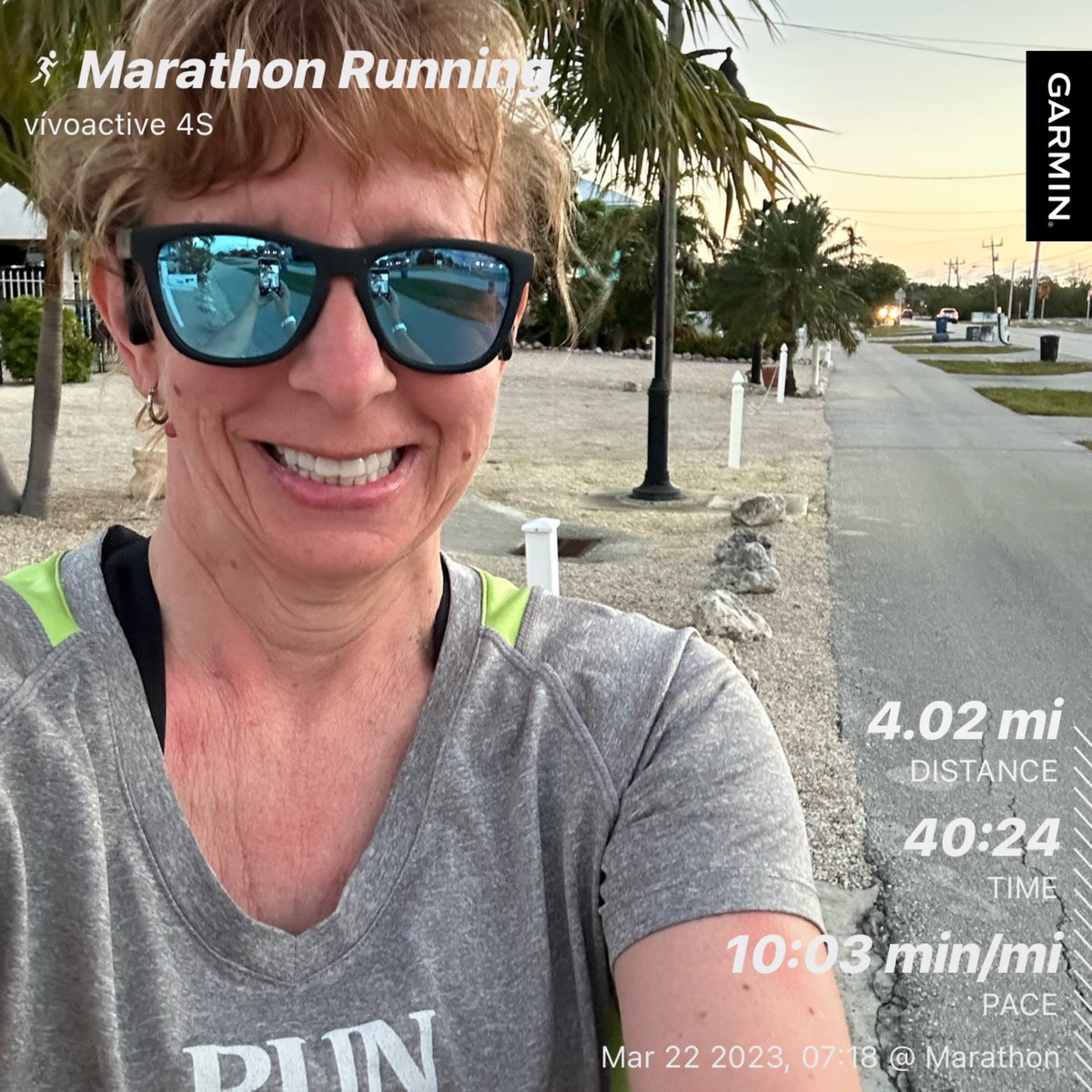 Another beautiful sunrise run in Marathon Florida! All glory to God for this 4-miler! ♥️🌴🐢🦎🐠🏃🏼‍♀️ #rfg #grateful #sombrerobeach #marathonflorida #rallycolumbus #runcolumbus #beatyesterday #garmin #shineyourlight