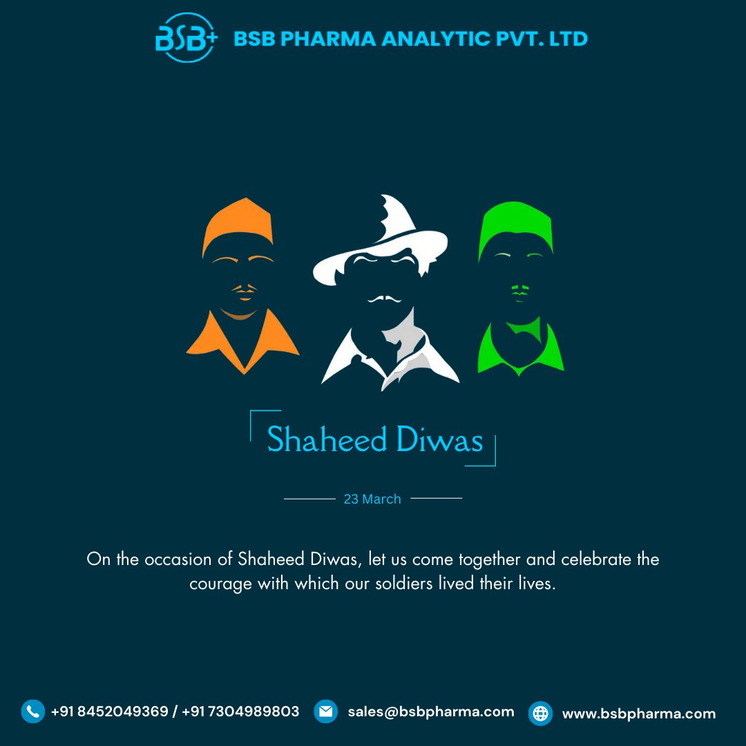 BSBPharma's tweet photo. Let us pray for our martyrs and their families as they are the ones who give India so much strength. Wishing a very Happy Shaheed Diwas to all.

#SaheedDiwas #BhagatSingh #Rajguru #ShukhDev #bsbpharma #bsbpharmaanalytic #bpapl https://t.co/3b1j8AkO4x
