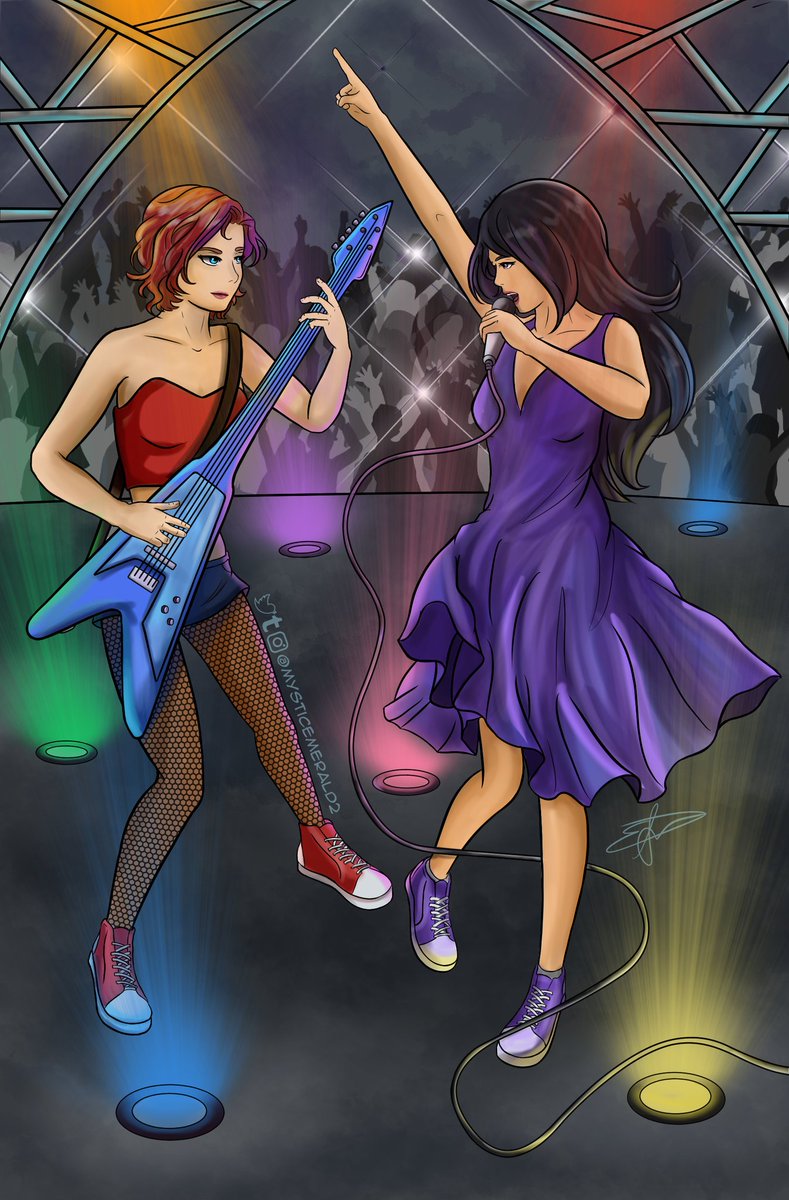 We are finally able to share our pieces for the <a href="/YOITropeZine/">☕From Coffee Shops to Slow Burns🔥</a> 👀

One of the pieces I made for the zine was a Sara/Mila Rockstar!AU piece and it was tons of fun!

Be sure to check out our leftover sales for the zine if you missed the first round!

Pre-orders open until March 25th