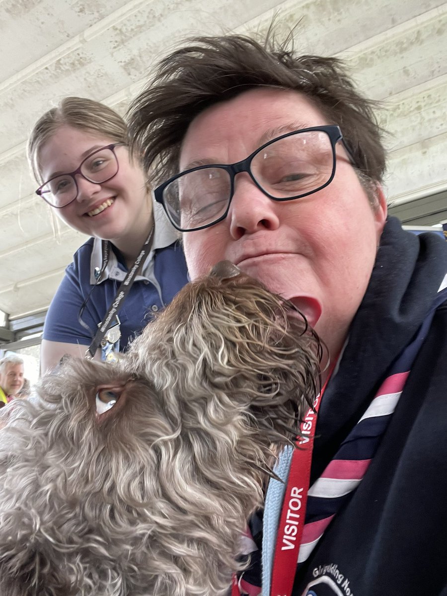 Highlight of the day is meeting <a href="/winstanleycoll/">Winstanley College</a> therapy dog Rocky . Think he needs a necker? #therapydog #volunteerfair