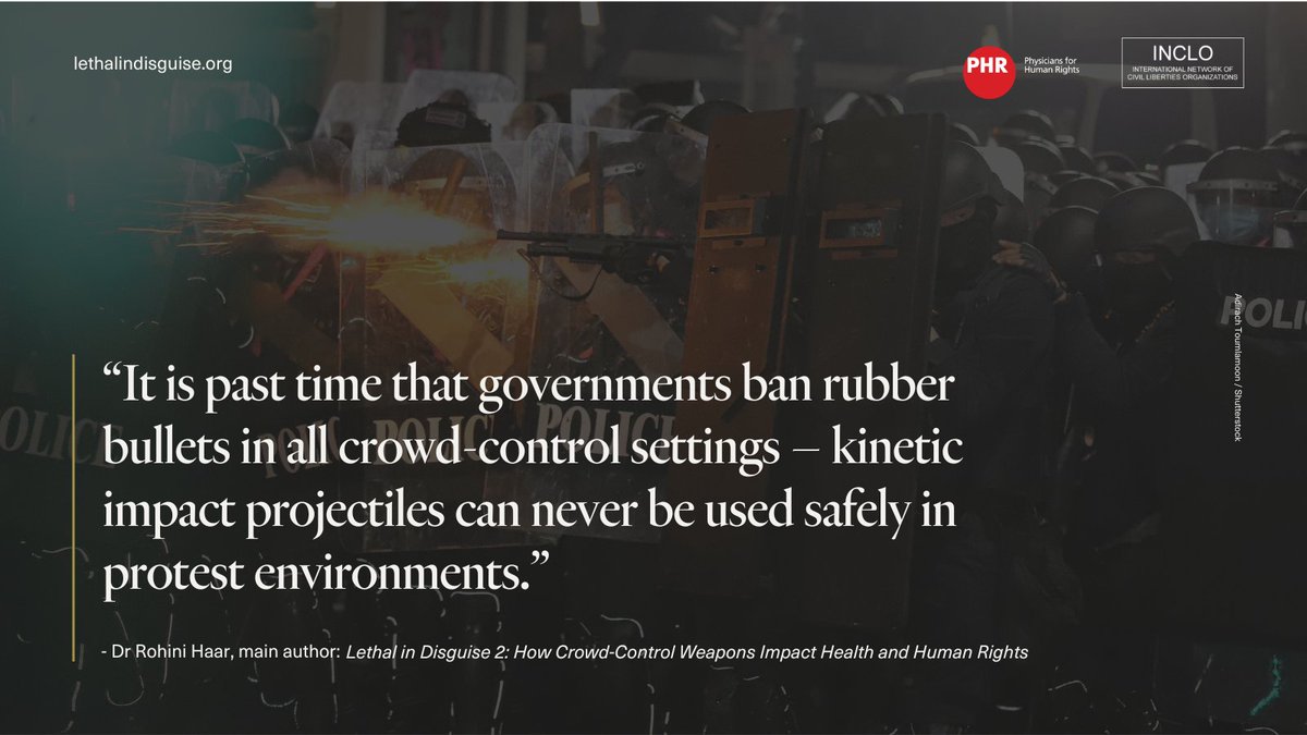 INCLO (@INCLOnet) on Twitter photo 2023-03-22 13:00:38 #BREAKING New report by @P4HR and @INCLOnet finds a worrying increase in documented injuries and deaths in protests from crowd-control weapons globally, especially from tear gas, gas canisters, and KIPs. #LethalinDisguise ➡️Learn more at lethalindisguise.org #BREAKING New report by @P4HR and @INCLOnet finds a worrying increase in documented injuries and deaths in protests from crowd-control weapons globally, especially from tear gas, gas canisters, and KIPs. #LethalinDisguise ➡️Learn more at lethalindisguise.org