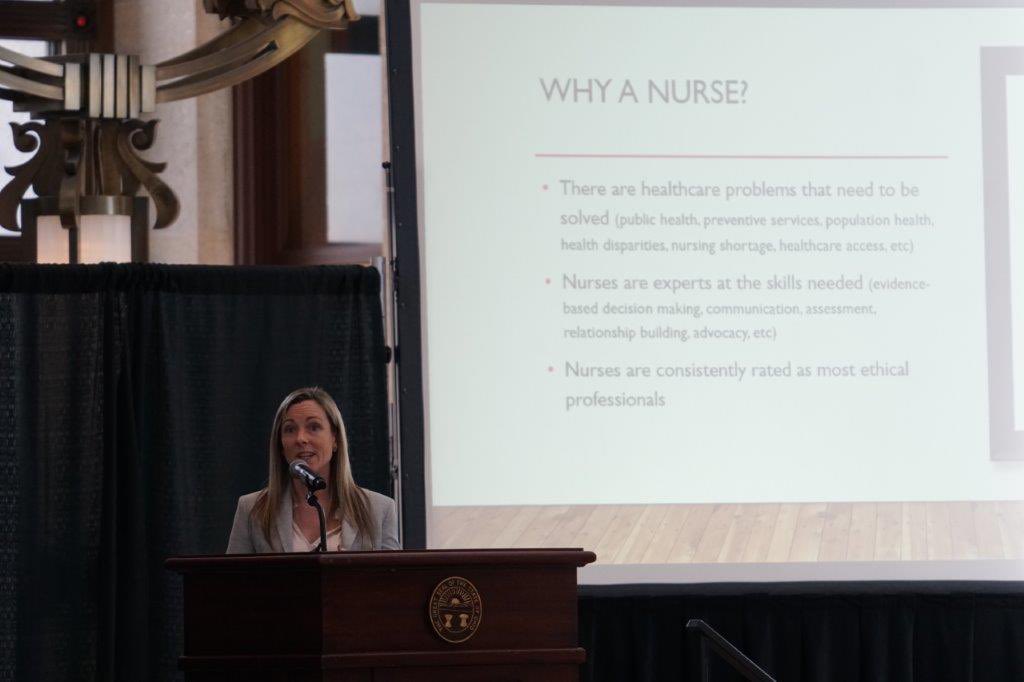 reprachelbaker's tweet photo. What an honor to speak with a room of motivated, passionate nurses about advocating for our patients and our profession! #NDASH23 #AllPolicyIsHealthPolicy https://t.co/PJ7rXOFwHG