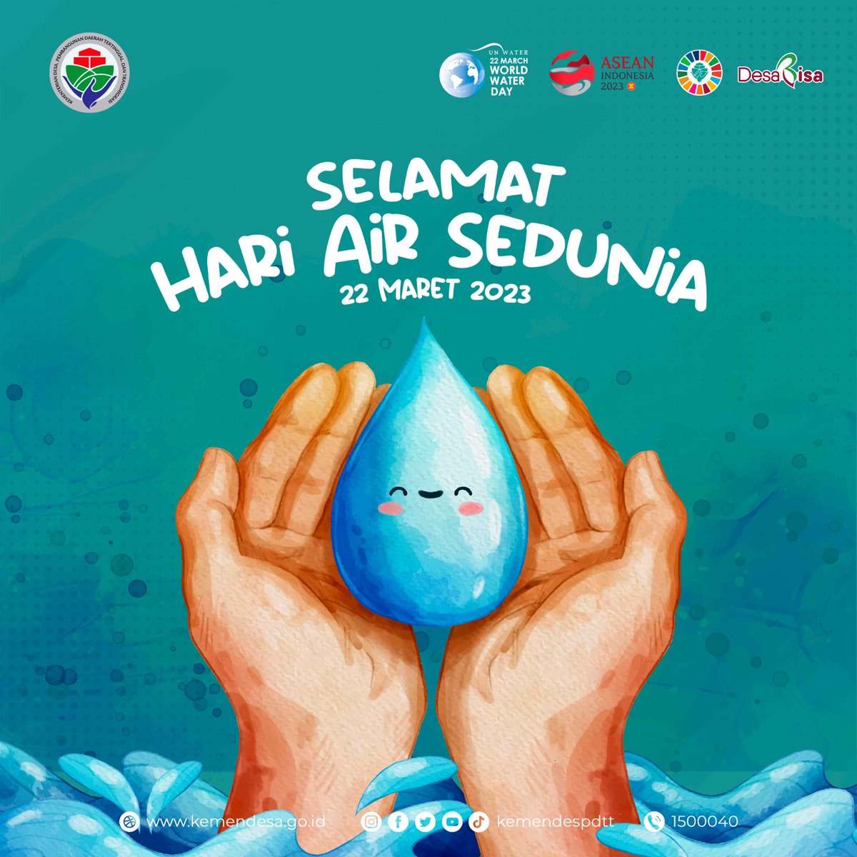 World Water Day (Hari Air Sedunia) diperingati sebagai upaya menarik perhatian publik akan pentingnya air bersih dan bagaimana cara pengelolaan sumber air yang bersih.

#KemendesPDTT
#WordWaterDay 
#HariAirSedunia2023