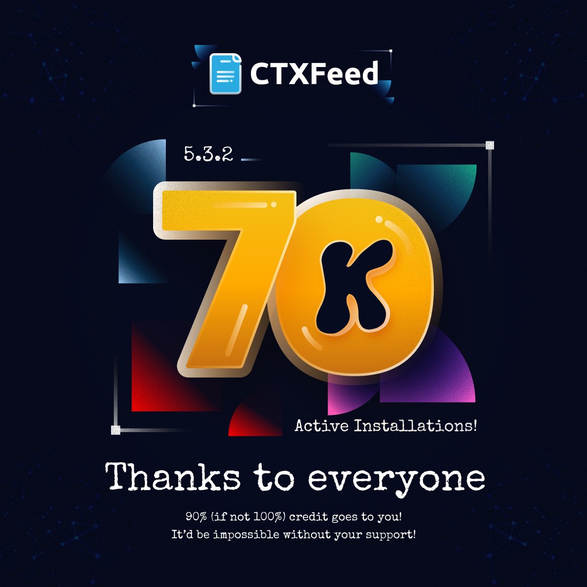webappick's tweet image. We waited for it to come but in vain. 

Then...

We stopped waiting (and started working). 

Now, 70K is ours!🎉

#70KActiveInstallations
#CTXFeed
#ProductFeedPlugin
#ThankYou