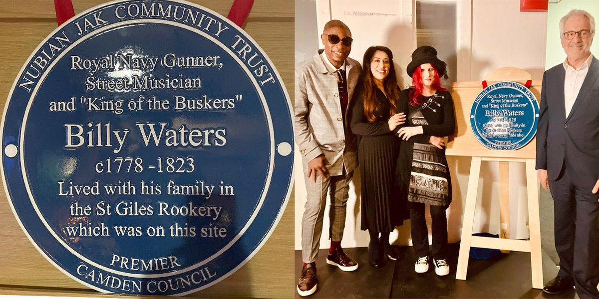 #billywatersbicentennial Dr Jak Buela of @NubianJak Camden Councillor Nadia Shah, myself and John Reiss of @WeAre_Premier at the wonderful Billy Waters plaque unveiling last night! Thrilled we finally have a plaque for Billy! @LoveCamden