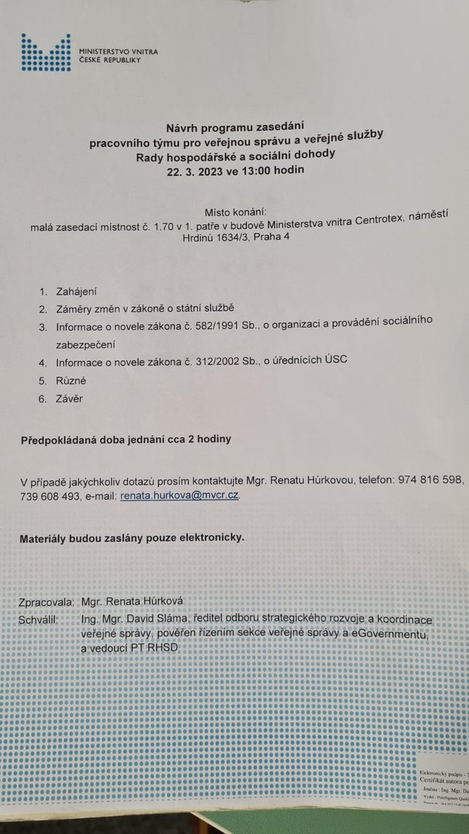 Na @vnitro dnes jedná pracovní tým #tripartita pro veřejnou správu a veřejné služby. Velkým diskusním bodem je záměr restrukturalizace České správy sociálního zabezpečení a vytvoření 5 územních správ. Reorganizace by měla být rozpočtově neutrální a vést k úspoře pracovních míst.