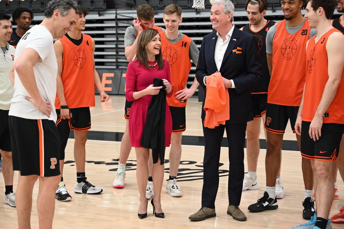 Princeton University (@princeton) on Twitter photo #JerseyProud!
<a href="/GovMurphy/">Governor Phil Murphy</a> and <a href="/FirstLadyNJ/">Tammy Murphy</a> stopped by Jadwin Gym to congratulate <a href="/PrincetonMBB/">Princeton Men’s Basketball</a> and wish them luck in the #MarchMadness Sweet 16.
Coach <a href="/M_Henderson98/">Mitch Henderson</a> couldn't let them leave without new orange and black swag before the big game. 🐅 #JerseyProud!
<a href="/GovMurphy/">Governor Phil Murphy</a> and <a href="/FirstLadyNJ/">Tammy Murphy</a> stopped by Jadwin Gym to congratulate <a href="/PrincetonMBB/">Princeton Men’s Basketball</a> and wish them luck in the #MarchMadness Sweet 16.
Coach <a href="/M_Henderson98/">Mitch Henderson</a> couldn't let them leave without new orange and black swag before the big game. 🐅