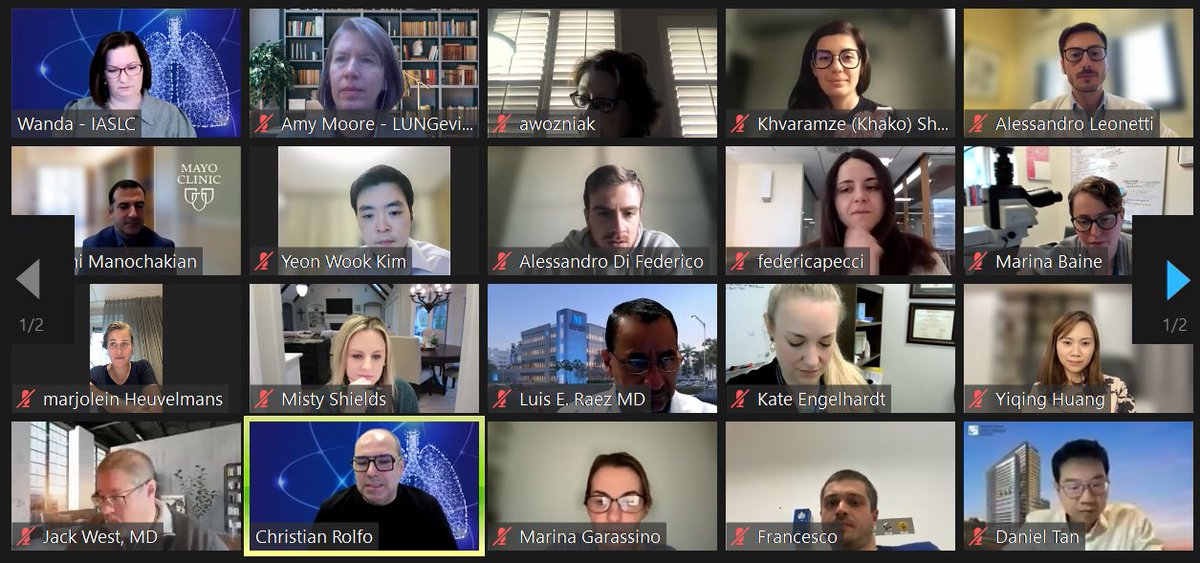 Happy to participate in this year's @IASLC Academy kickoff call with our awardees and faculty @ChristianRolfo @LuisERaez1 @marinagarassino @JackWestMD @danieltanmd @RManochakian #lcsm #WCLC23