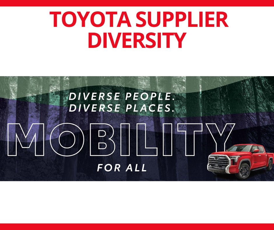 At Toyota, our commitment to an inclusive, engaged, diverse workplace extends beyond our four walls. Explore our supplier diversity efforts here: ow.ly/yk7750NlLE5 #Toyota #SupplierDiversity