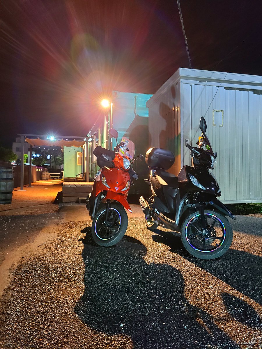 EnjoyMotorcycle's tweet photo. 今日の目的地の1つ🤗✨
梅しそスパムにスパイラルポテト美味しい( 'ч' *)ŧ‹”ŧ‹”
#Chammy #スパム
#アドレス110 #ナイツー https://t.co/cM2zArv99b
