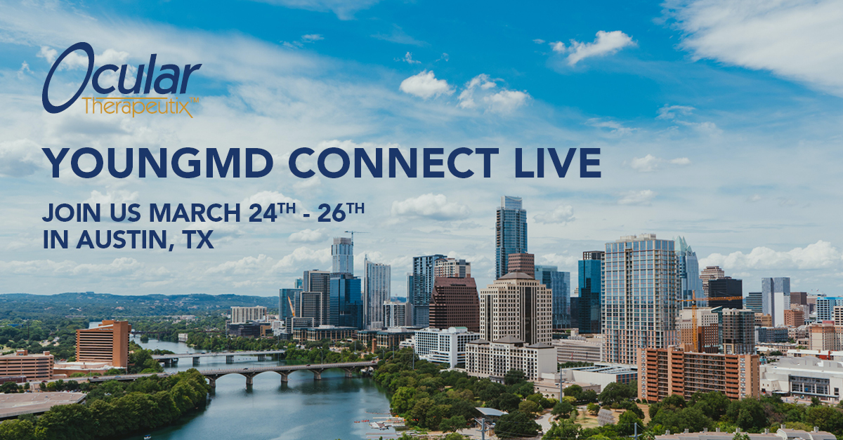 OCUTX's tweet photo. Are you attending YoungMD Connect Live 2023 in Austin, Texas this weekend? Visit us at the Ocular Therapeutix booth!
#OCUTX #YMDCLive2023 https://t.co/uWed6Vf0Q8